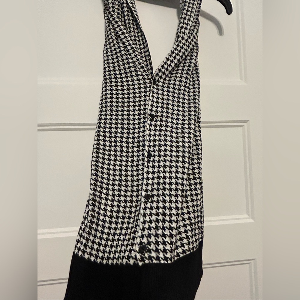 Papillon Black and White Houndstooth Shawl Cardigan Wrap Accessory One Size - Picture 8 of 9